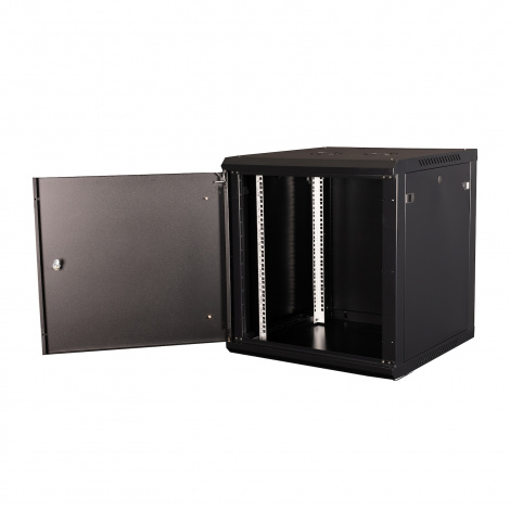 Шкаф 19" телекоммуникационный настенный, 12U 635x600х600 мм, дверь металл,черный